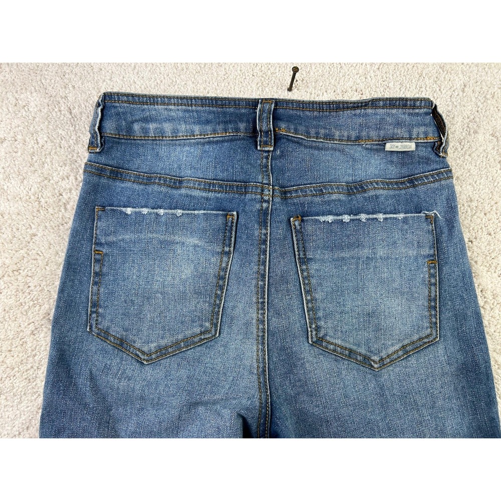 Sky and Sparrow Jeans Womens 1 Blue High Rise Straight Leg Raw Hem Vintage Style - Picture 11 of 12
